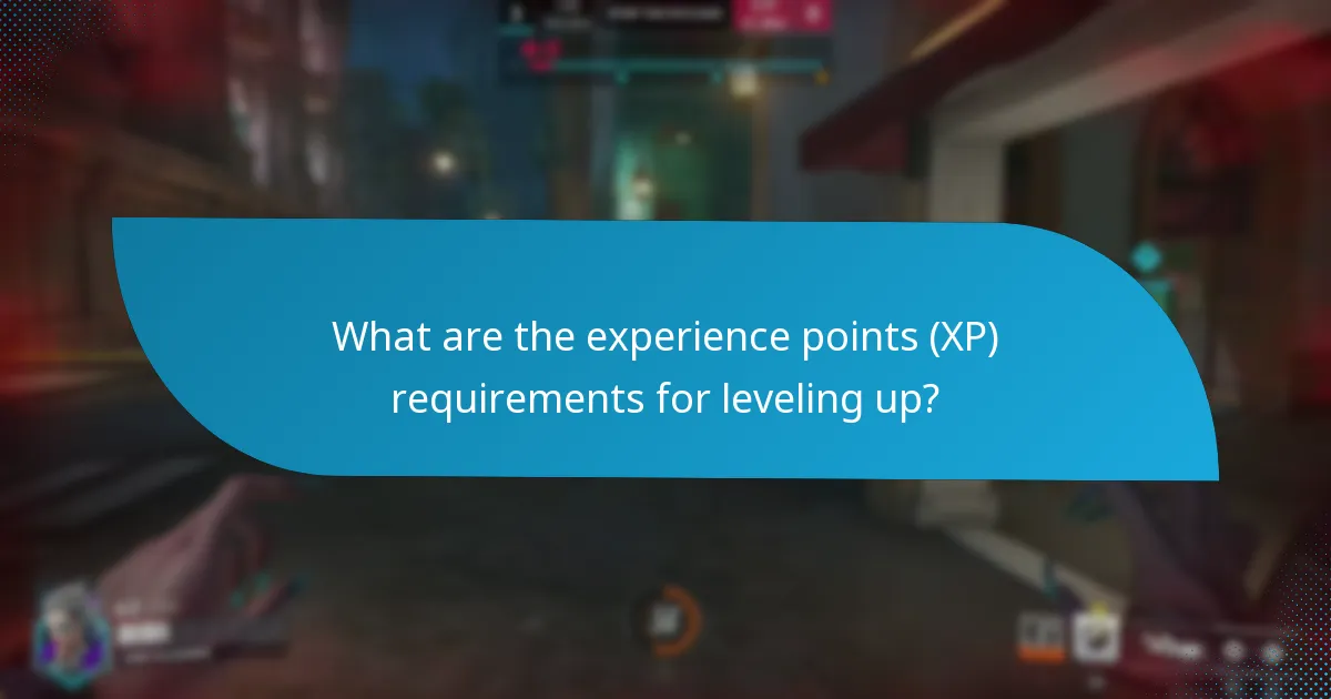 What are the experience points (XP) requirements for leveling up?